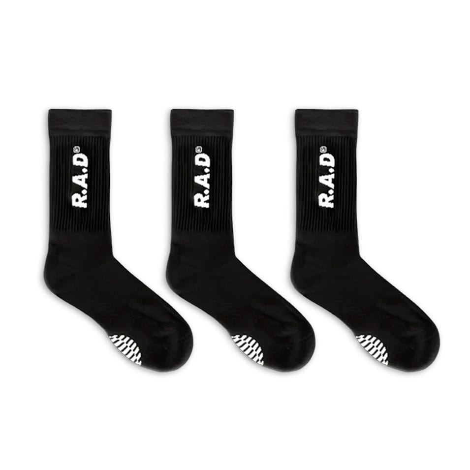 R.A.D® GENERAL SOCK TRIPLE PACK BLACK at R.A.D® - Performance Socks . 03_Black_wordmark_sock