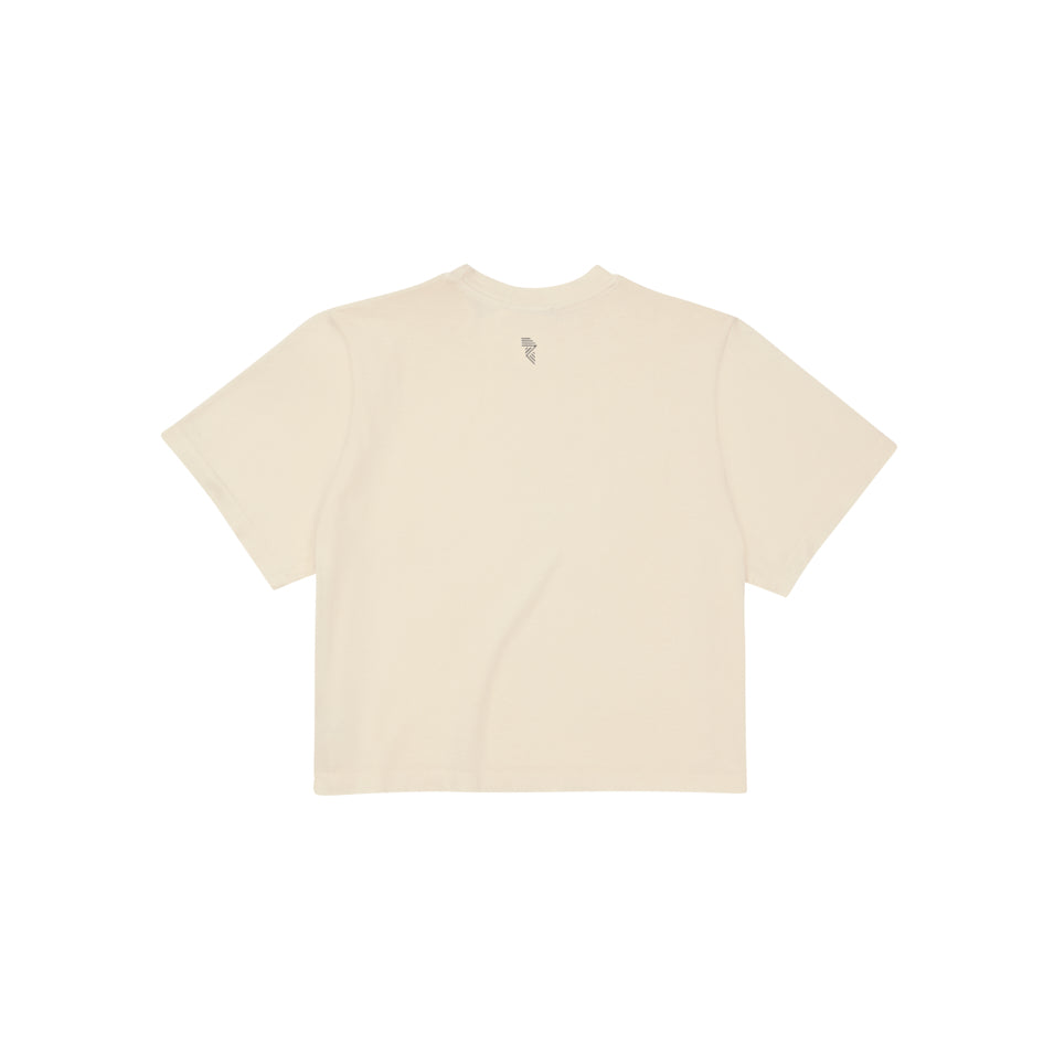 LOGO CROP TEE OFF WHITE at R.A.D® - Performance Crop Tee . CROPPRINTED_CROPTEE_TOFU_3 — View 2