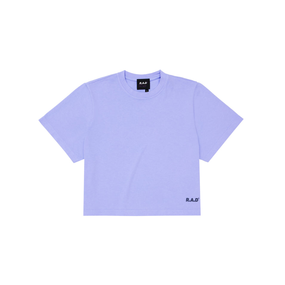 LOGO CROP TEE BABY LAV at R.A.D® - Performance Crop Tee . CROP_PRINTED_CROP_TEE_BABY_LAV_1 — View 1
