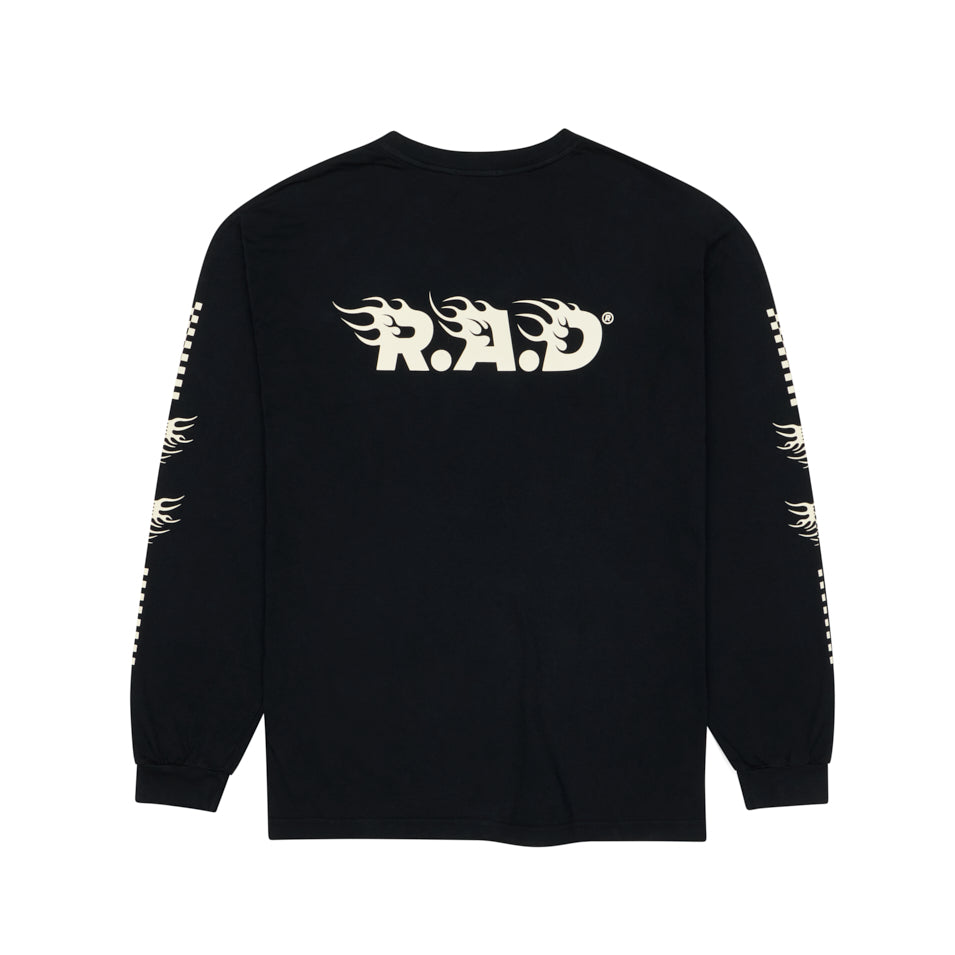 LONG SLEEVE TEE FLAME BLACK at R.A.D® - Performance Long Sleeve Tees . FLAMESLS_BLACK_B