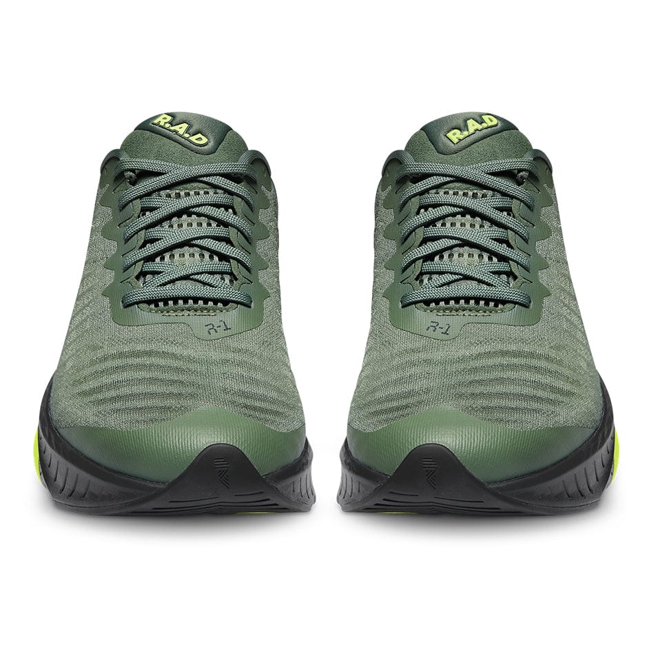 Pair of R.A.D® R-1 GREEN FLASH green running shoes for athletes