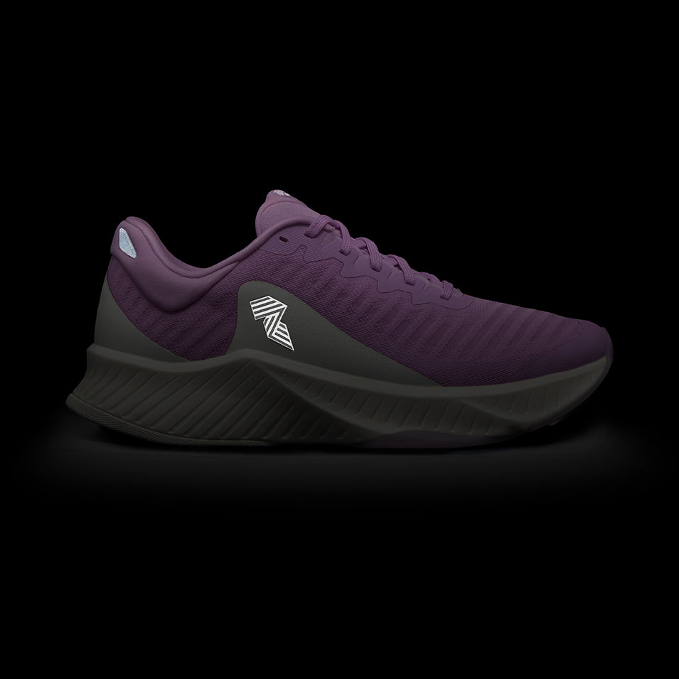 Purple running shoe.