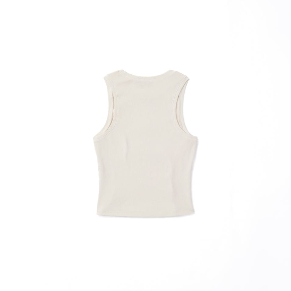 Sleeveless white RIB TANK OFF WHITE displayed on a mannequin for casual wear