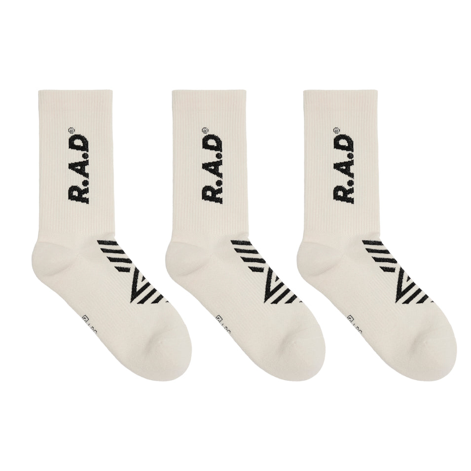 R.A.D® GENERAL SOCK TRIPLE PACK ANTIQUE WHITE / BLACK at R.A.D® - Performance Socks . 0326-GSAWBL3-LANTIQUEWHITE_6 — View 1