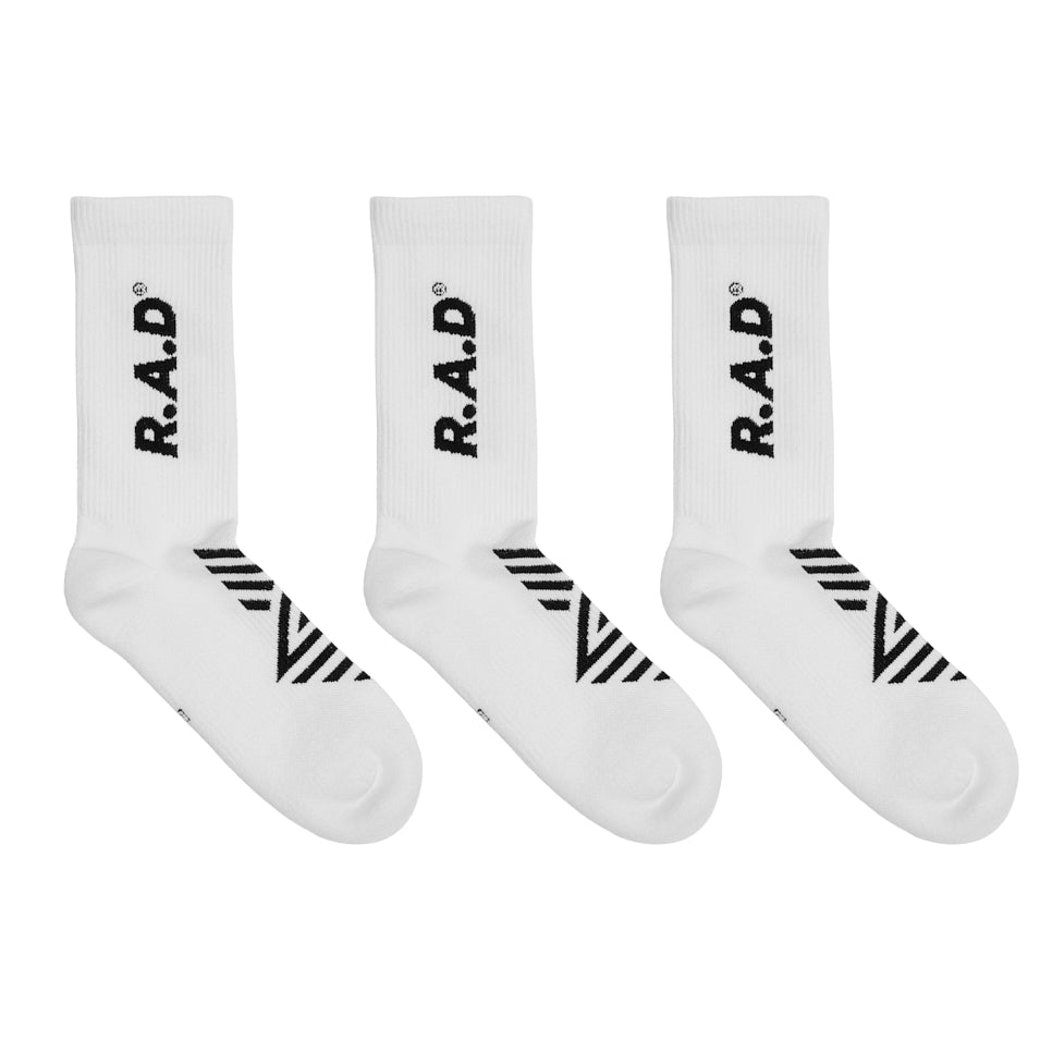 R.A.D® GENERAL SOCK TRIPLE PACK WHITE / BLACK at R.A.D® - Performance Socks . 0326-GSAWBL3-LWHITE_6 — View 1