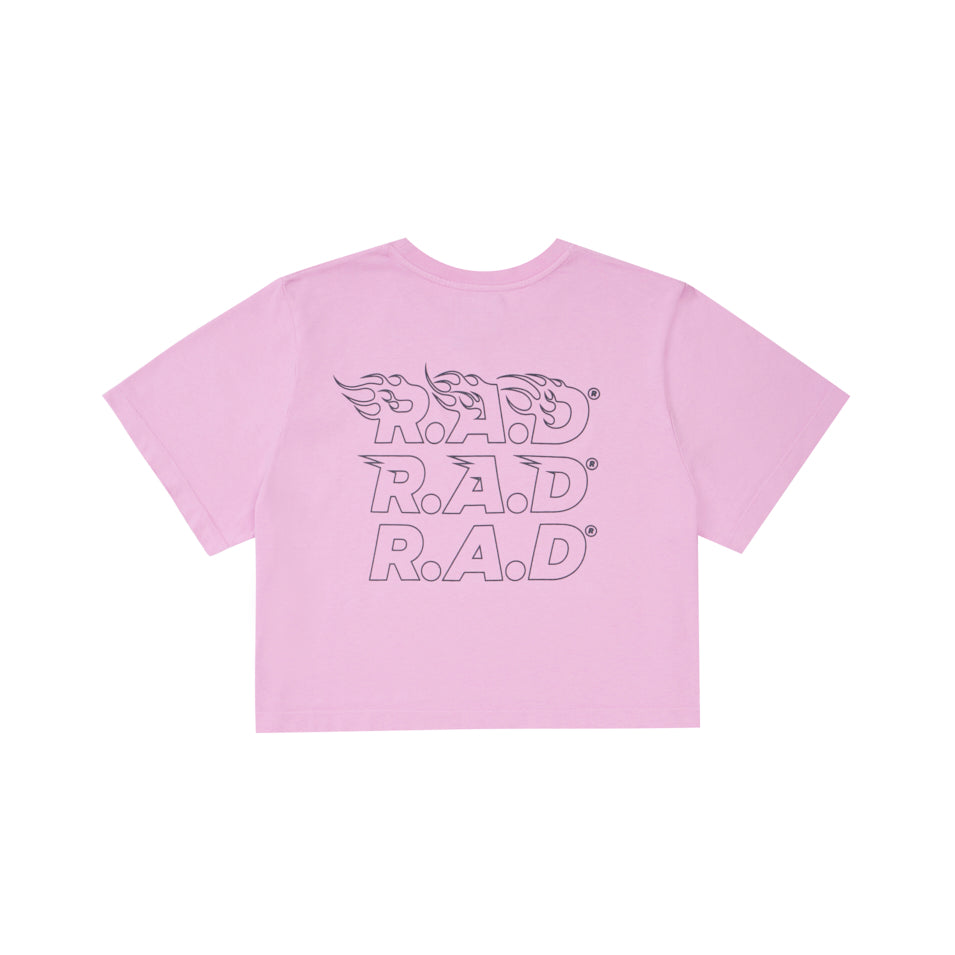 CROP 3XR.A.D® TEE PINK LAV at R.A.D® - Performance Crop Tee . 0326-WCT3XRPL_R.A.DWomensCroppedTee3XR.A.DPINKLAV_B — View 1