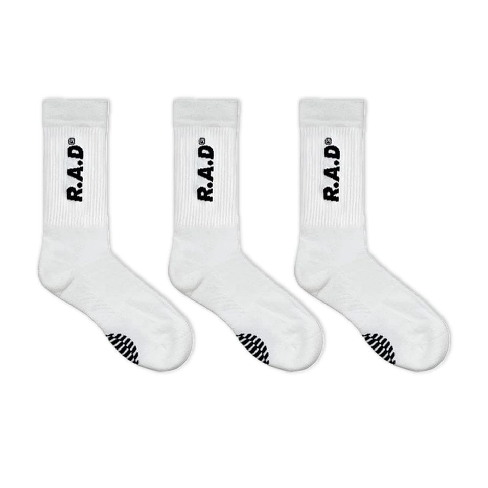 R.A.D® GENERAL SOCK TRIPLE PACK WHITE at R.A.D® - Performance Socks . 04_wordmarkWhitesockonly