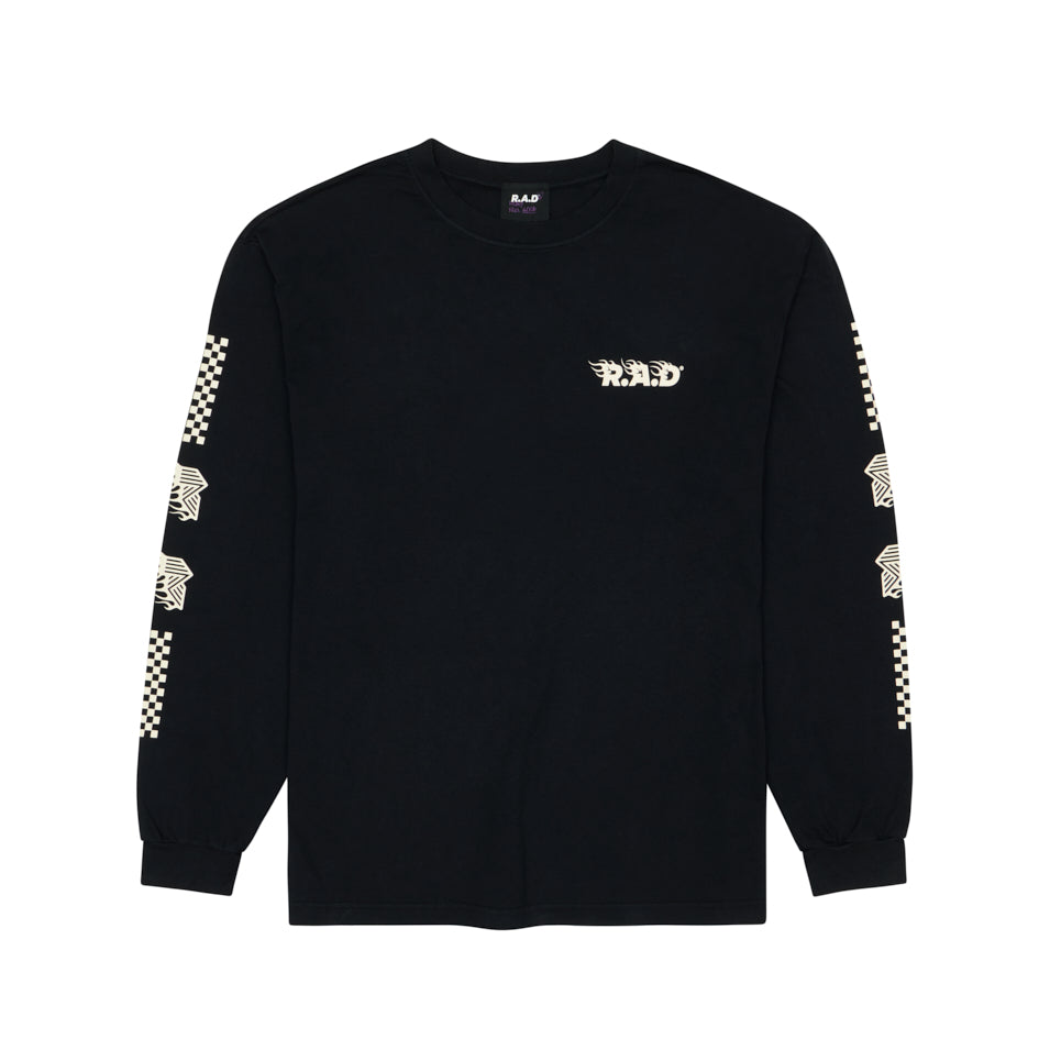 LONG SLEEVE TEE FLAME BLACK at R.A.D® - Performance Long Sleeve Tees . FLAMESLS_BLACK_A