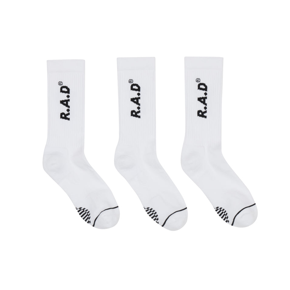 R.A.D® GENERAL SOCK TRIPLE PACK WHITE at R.A.D® - Performance Socks . GENERALSOCKTRIPLEPACK_WHITE_2_1 — View 1
