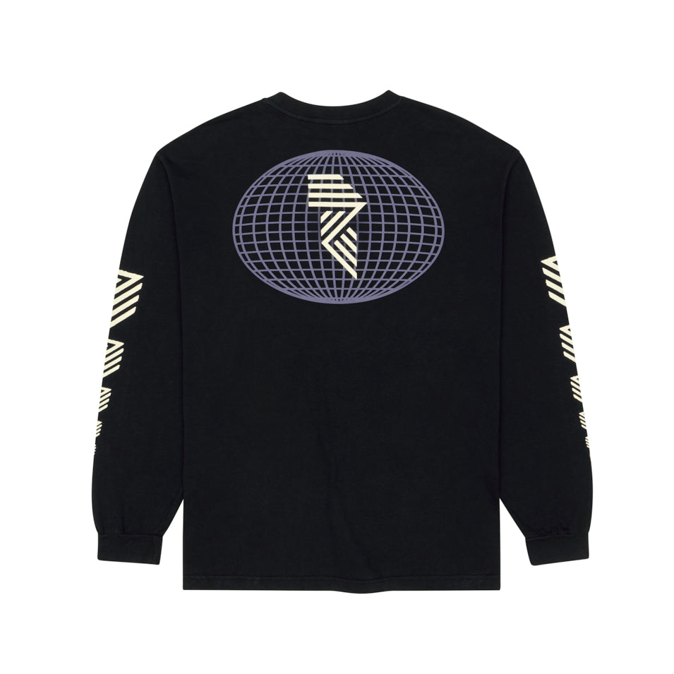 LONG SLEEVE GLOBE TEE BLACK at R.A.D® - Performance Long Sleeve Tees . GLOBEMENSLS_BLACK_B