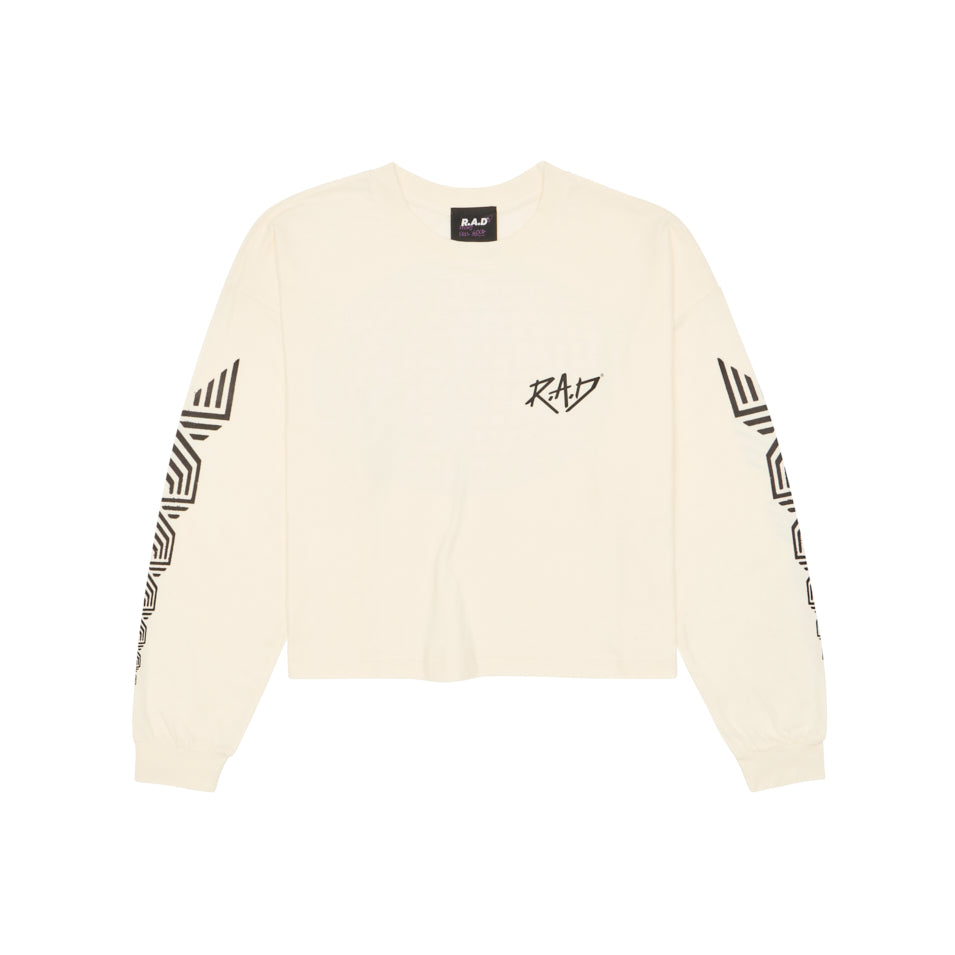 LONG SLEEVE GLOBE CROP TEE OFF WHITE – R.A.D®