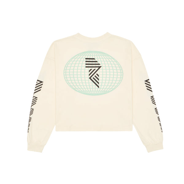 LONG SLEEVE GLOBE CROP TEE OFF WHITE – R.A.D®
