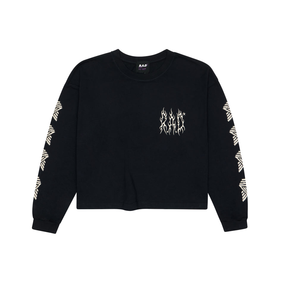 LONG SLEEVE METAL CROP TEE METAL BLACK at R.A.D® - Performance Long Sleeve Tees . GOTHICWOMENSLSCROP_BLACK_A
