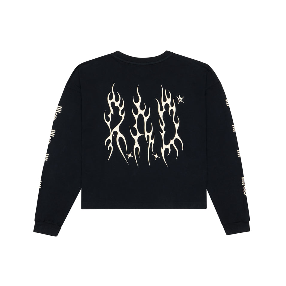 LONG SLEEVE METAL CROP TEE METAL BLACK at R.A.D® - Performance Long Sleeve Tees . GOTHICWOMENSLSCROP_BLACK_B