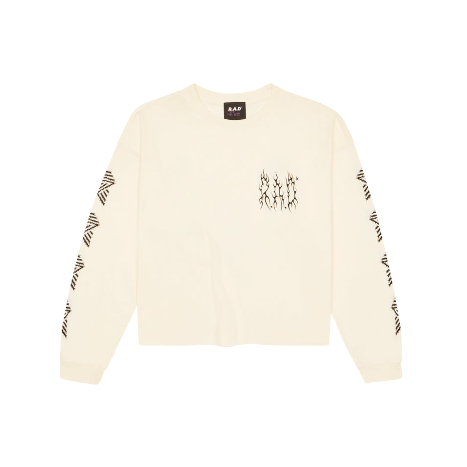 LONG SLEEVE METAL CROP TEE OFF WHITE at R.A.D® - Performance Long Sleeve Tees . GOTHICWOMENSLSCROP_TOFU_A — View 1