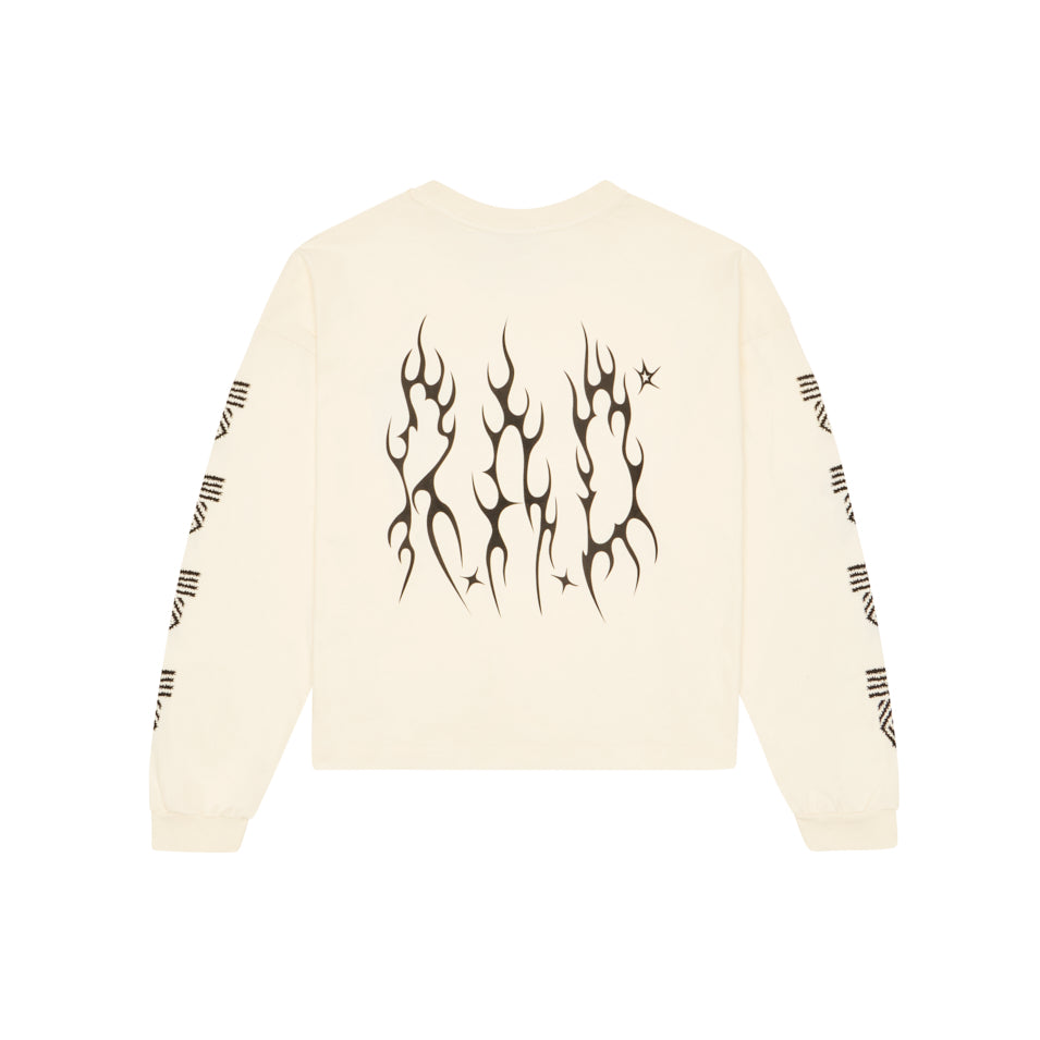 LONG SLEEVE METAL CROP TEE OFF WHITE at R.A.D® - Performance Long Sleeve Tees . GOTHICWOMENSLSCROP_TOFU_B — View 2
