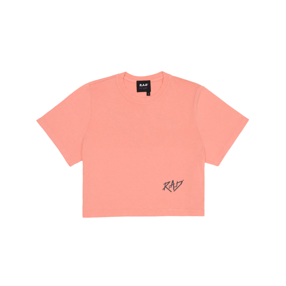 SKETCH CROP TEE PINK SMOKE at R.A.D® - Performance Crop Tee . HEAVYSTRIKECROP_LOBSTERBISQUE_1 — View 1