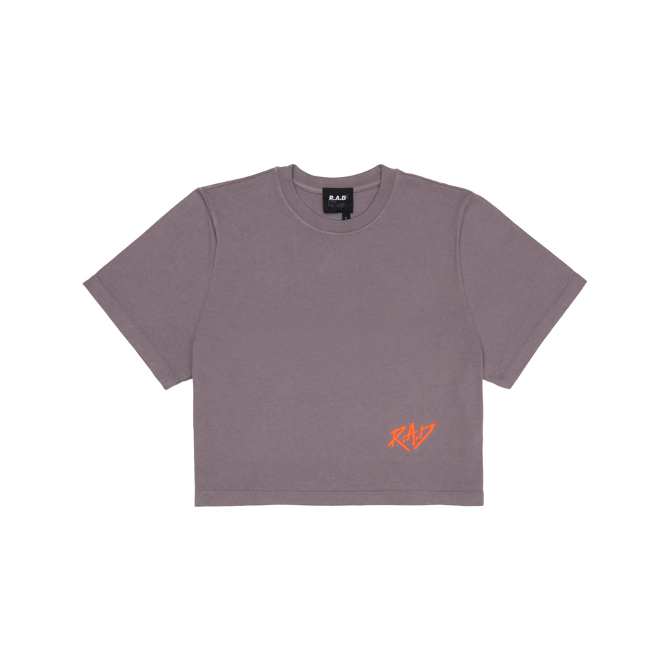 SKETCH CROP TEE LILAC MAUVE at R.A.D® - Performance Crop Tee . HEAVYSTRIKECROP_SHARK_1 — View 2