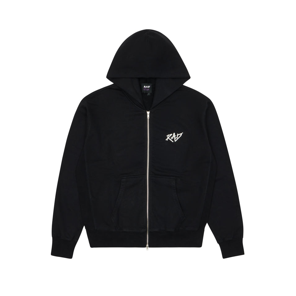 ZIP SKETCH HOODIE BLACK at R.A.D® - Performance Sweats . MENSZIPHOODIE_BLACK_0425-ZHSKBL_A