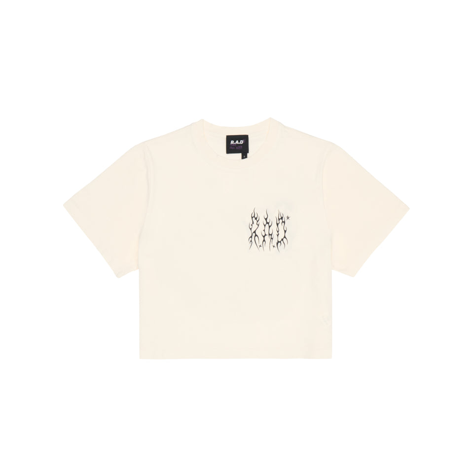 METAL CROP TEE OFF WHITE at R.A.D® - Performance Crop Tee . METALCROP_TOFU_1