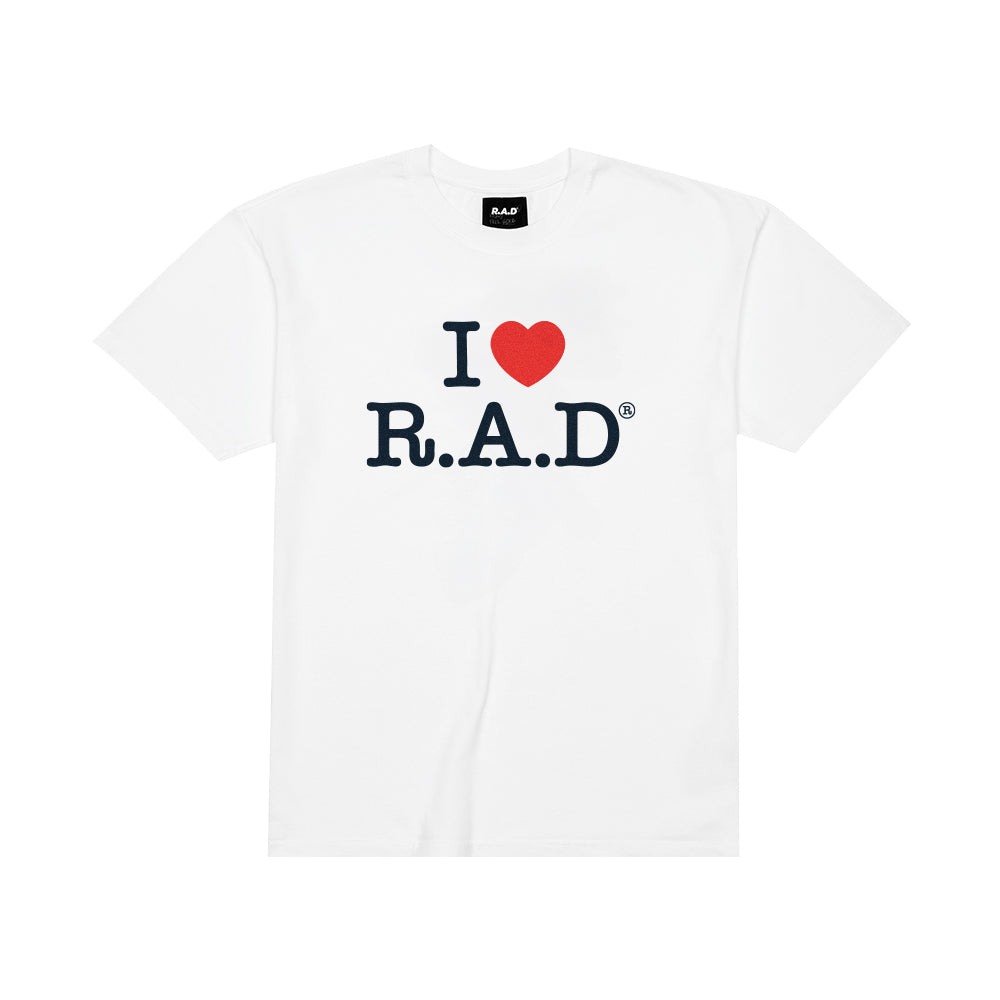 HEAVY™ I HEART R.A.D® TEE WHITE at R.A.D® - Performance Tees . R.A.D_I_LOVE_RAD_TEE_FRONT — View 1