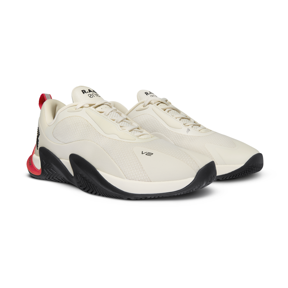 R.A.D® ONE V2 RACING WHITE at R.A.D® - Performance Footwear . R.A.D_V2_ECOMM_TOFU_MOONLESS_NIGHT_TOMATO_FRONT