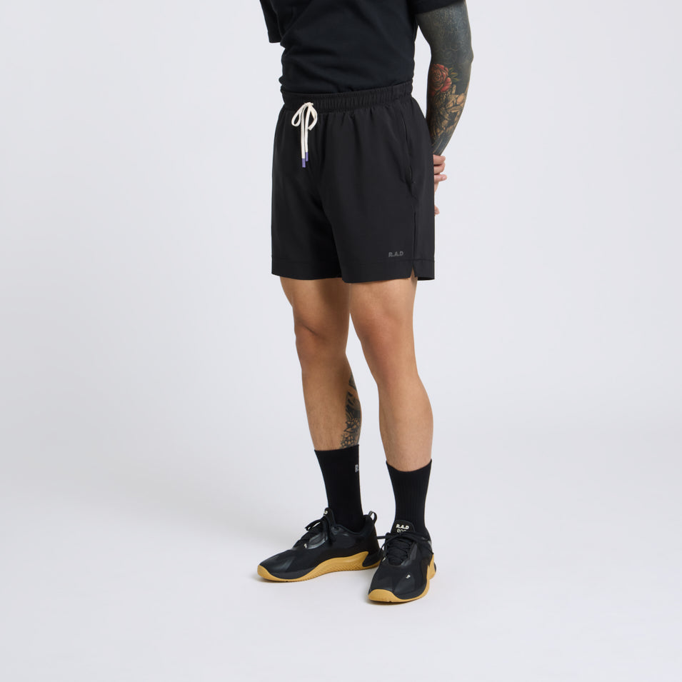 SUPEWEAVE™ TRAINING SHORT 7” BLACK at R.A.D® - Performance Shorts . TRAININGSHORTS7INCH_BLACK_1 — View 1