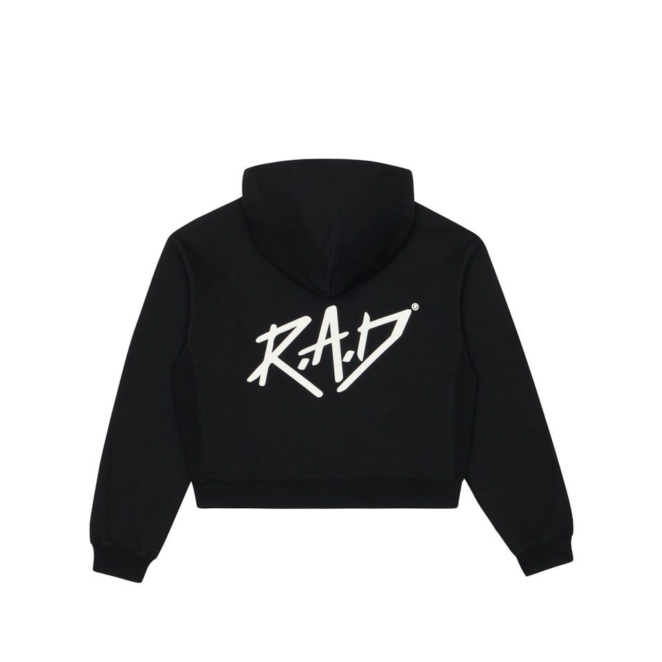 CROPPED ZIP SKETCH HOODIE BLACK at R.A.D® - Performance Sweats . WOMENSCROPPEDZIPHOODIE_BLACK_0425-CZHSKBL_B