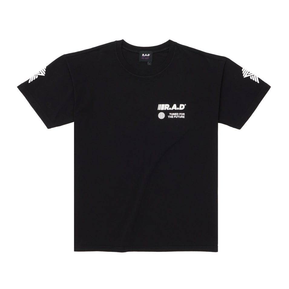 Black graphic T-shirt from HEAVY™ BOOTLEG TEE BLACK collection displayed on a model
