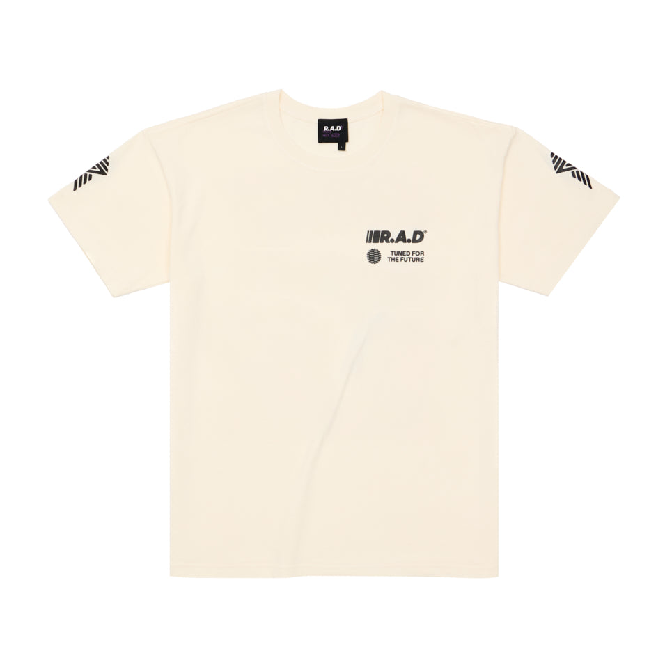 Cream-colored graphic T-shirt from HEAVY™ BOOTLEG TEE OFF WHITE collection