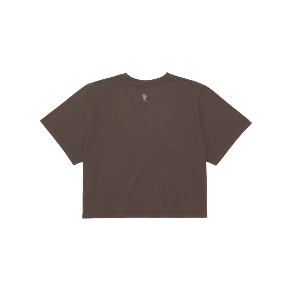 Brown short-sleeved T-shirt from LOGO CROP COFFEE clothing collection