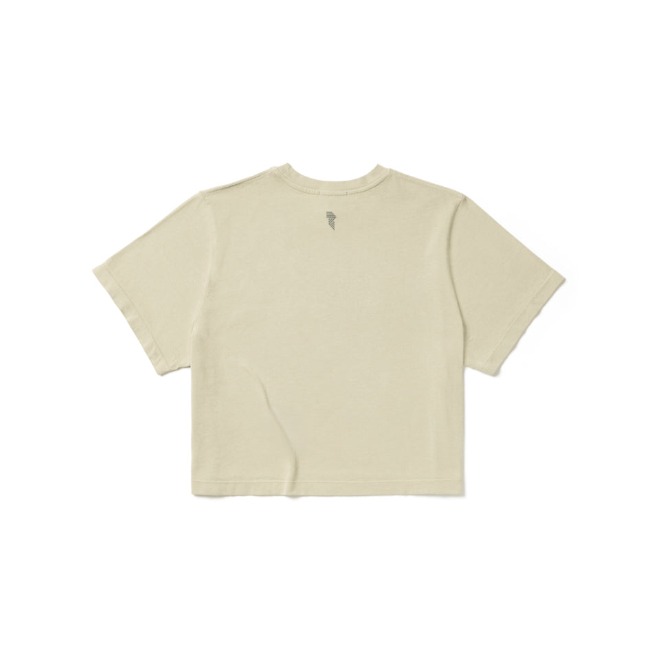 Beige short-sleeved T-shirt from LOGO CROP DUST GREEN collection