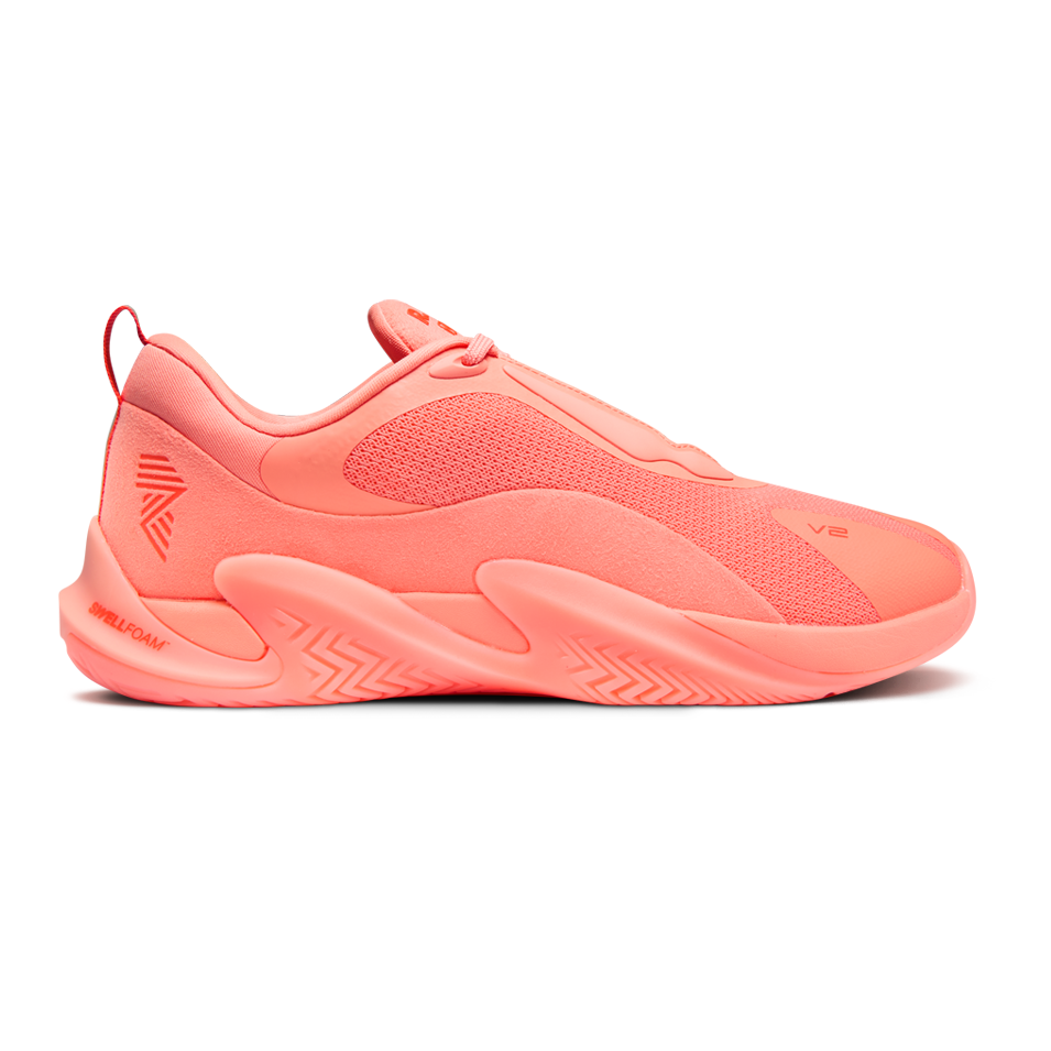 Salmon-colored athletic shoe R.A.D® ONE V2 FLOWER BLUSH with floral design