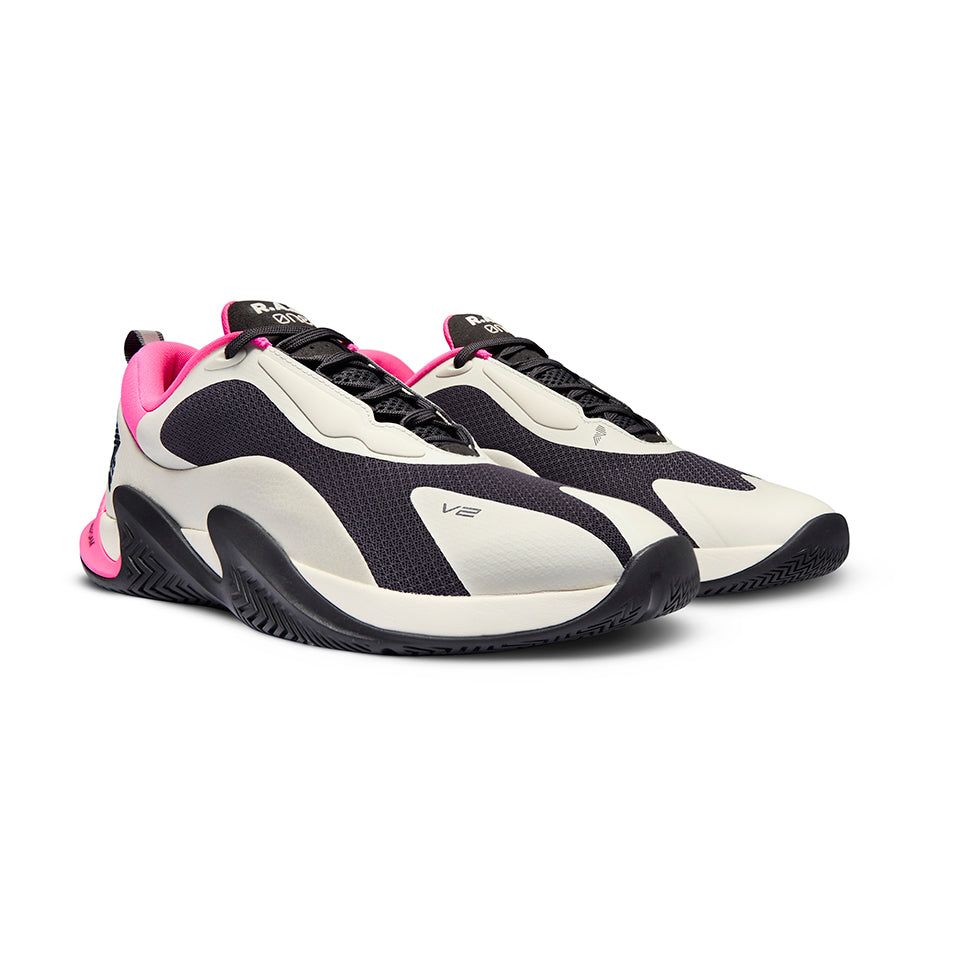 Black and white athletic shoes with pink accents from R.A.D® ONE V2 PANDA PINK collection