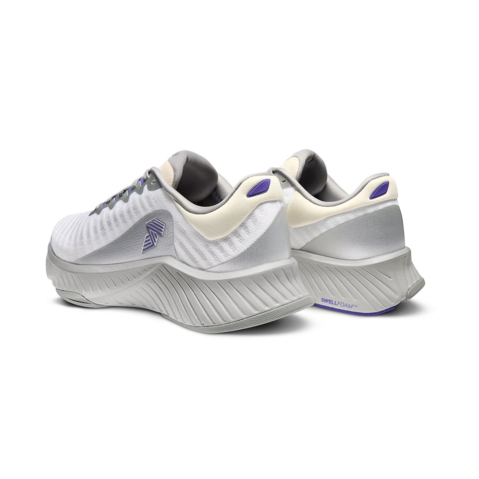 Pair of white and silver running shoes from R.A.D® R-1 CLASSICS PURPLE CHROME collection