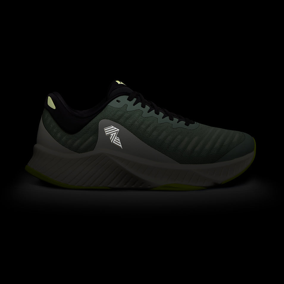 Dark running shoe.