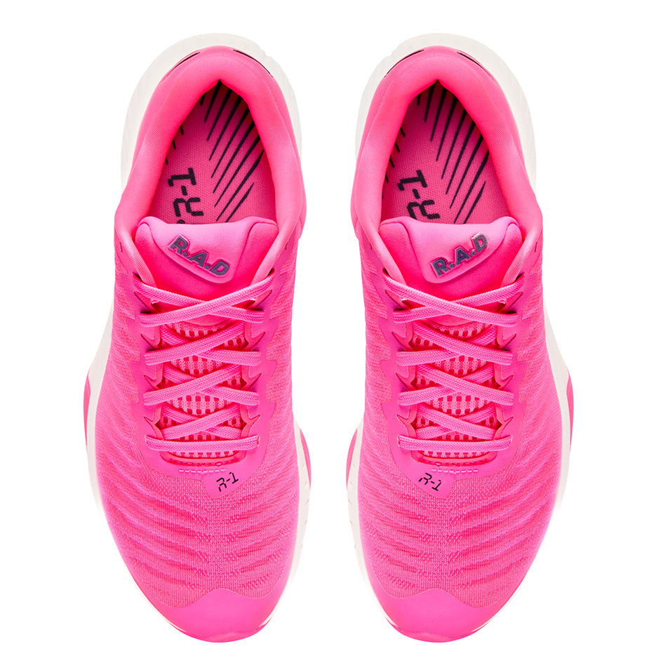 Pair of pink running shoes.