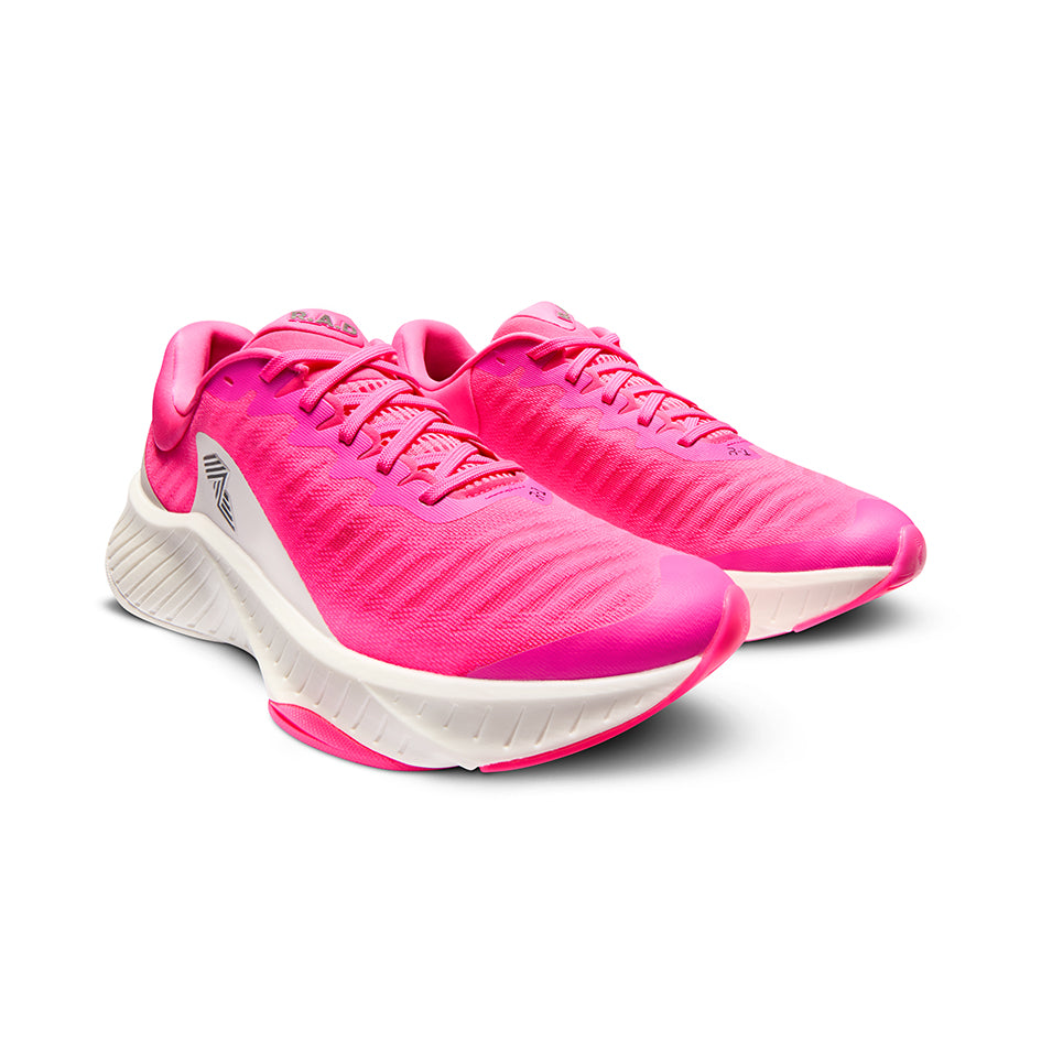 Pair of pink running shoes.