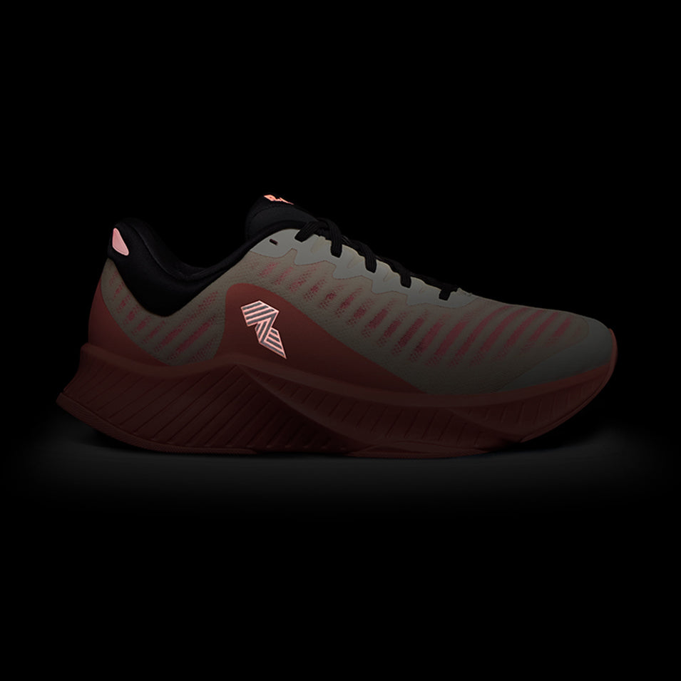 Gray and red running shoe from R.A.D R-1 FLOWER GLOW collection