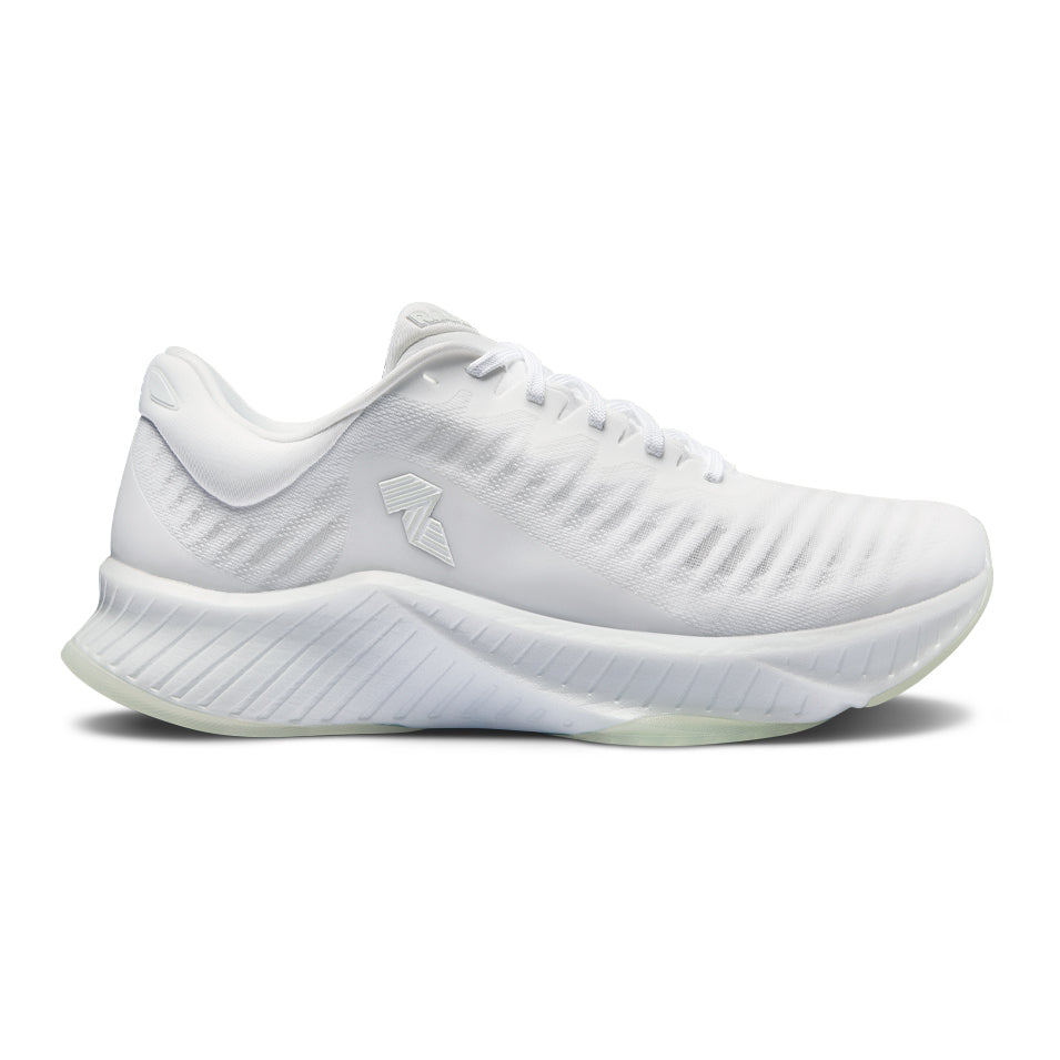 White running shoe.