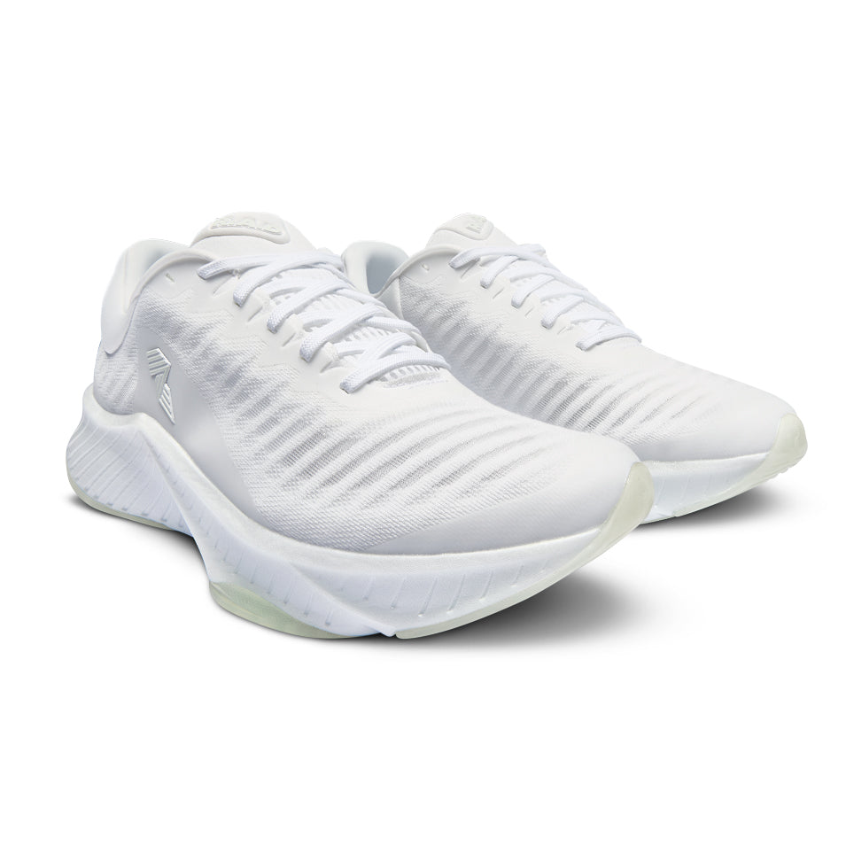 Pair of white R.A.D® R-1 GHOST running shoes for men and women