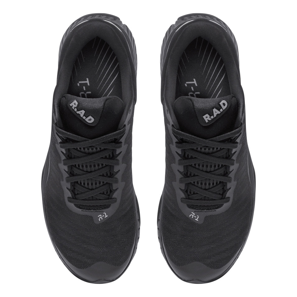 Pair of black athletic shoes R.A.D R-1 TRIPLE BLACK for optimal performance