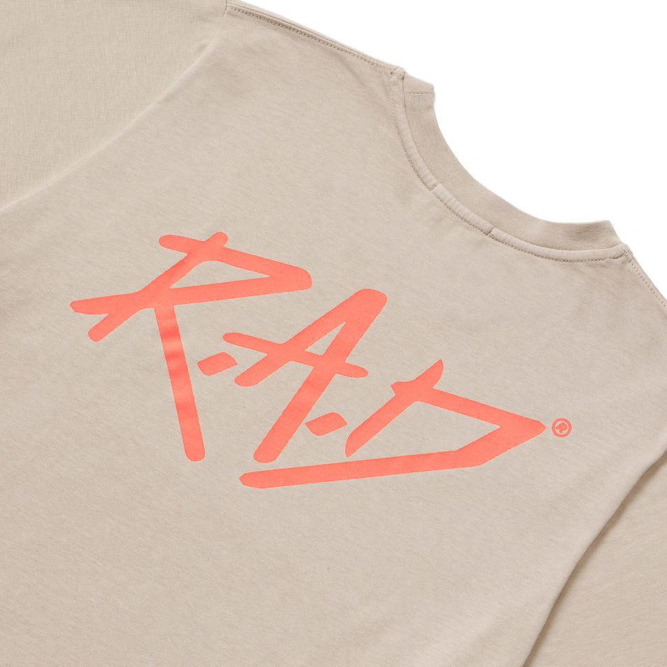 Beige Sketch Crop Dust Orange T-shirt with coral graphic design for casual wear