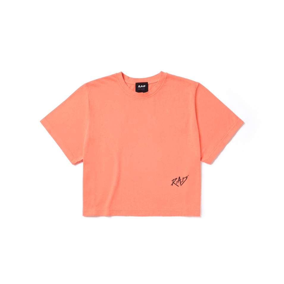 Salmon-colored short-sleeved T-shirt from SKETCH CROP FLUORO ORANGE collection