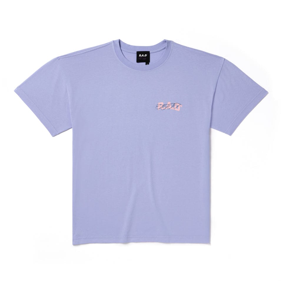 Lavender short-sleeve t-shirt.
